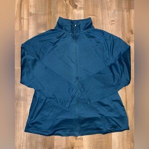 Juicy Couture Sport Track Jacket Womens XL Teal Full Zip Thumbholes Athletic Y2K